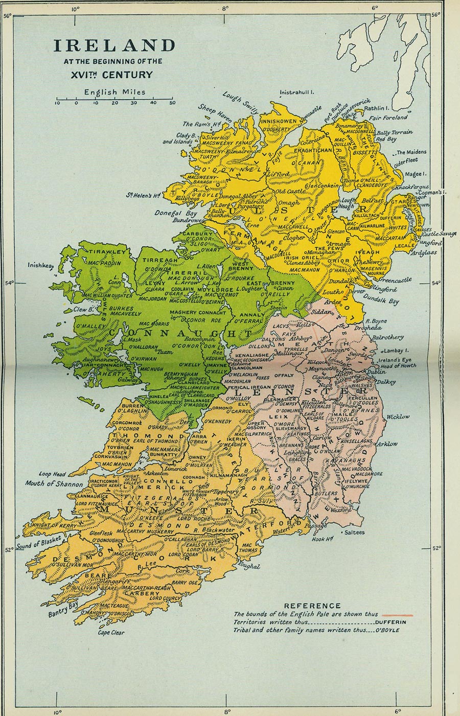 Map showing origin of Irish Gaelic Names